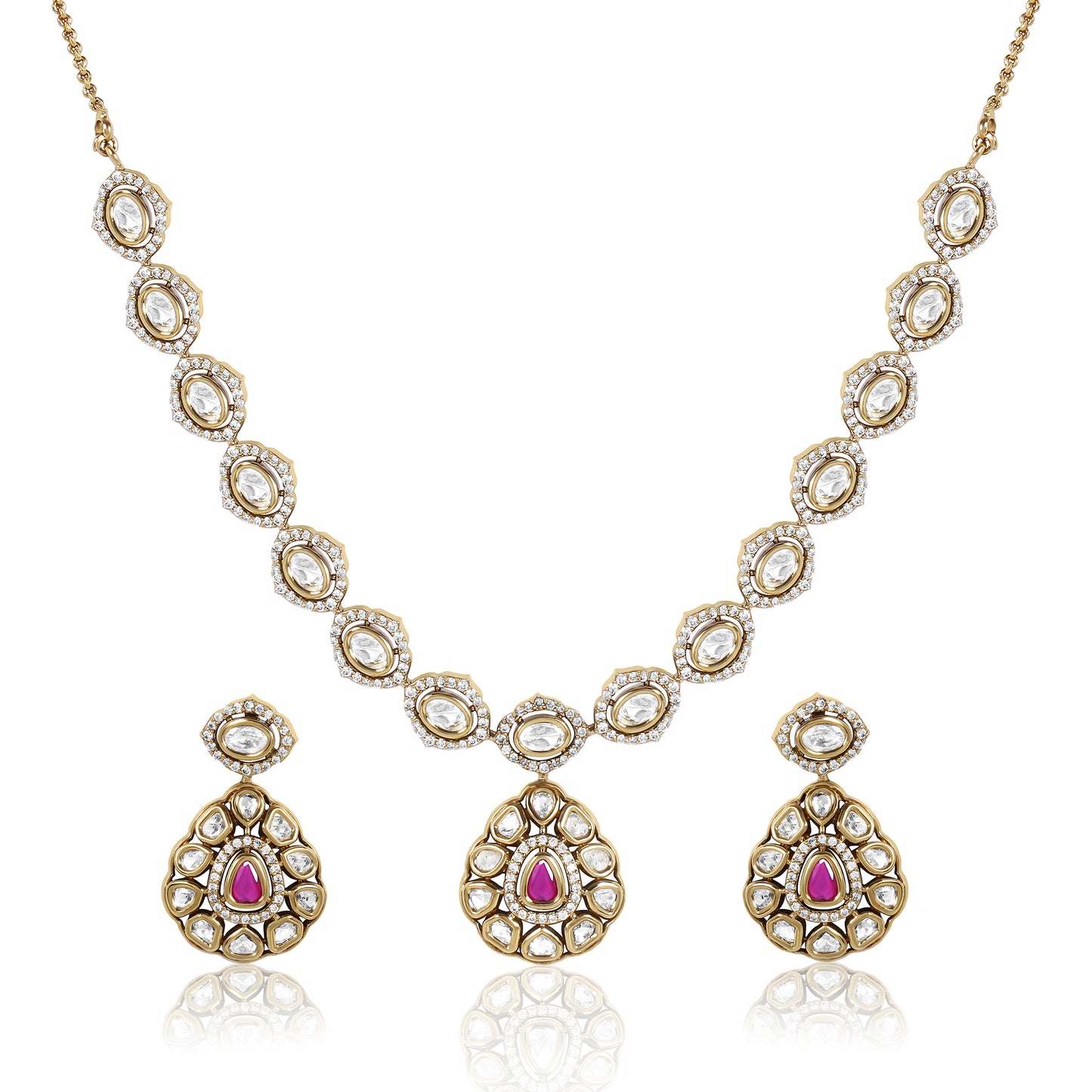 Drop Kundan Mehendi Necklace Set