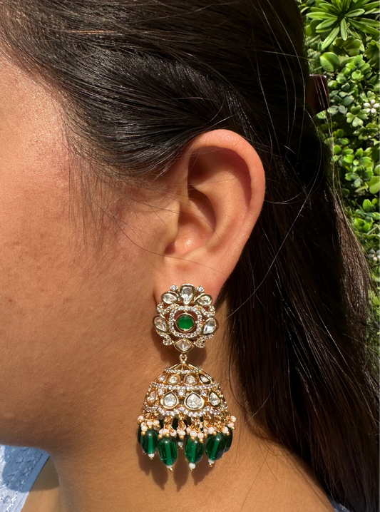 Pota Fused Kundan Jhumka Earrings