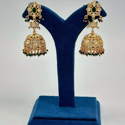 Polki Diamond Fused Jhumka Earrings