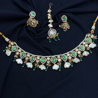 Lotus Shaped Kundan Necklace Set