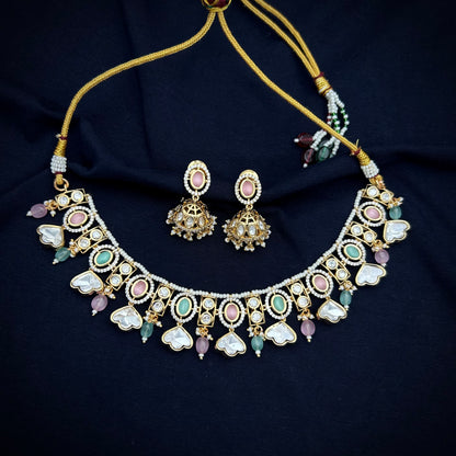 Lotus Shaped Kundan Necklace Set