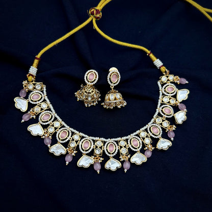 Lotus Shaped Kundan Necklace Set