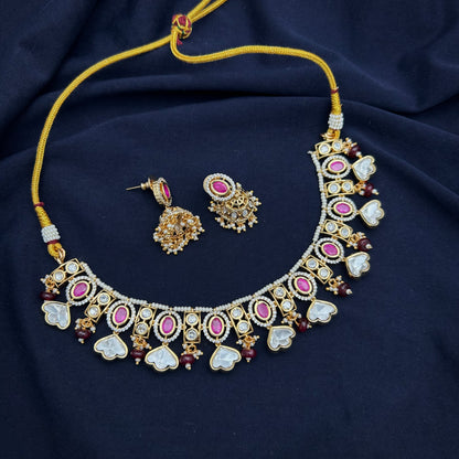 Lotus Shaped Kundan Necklace Set