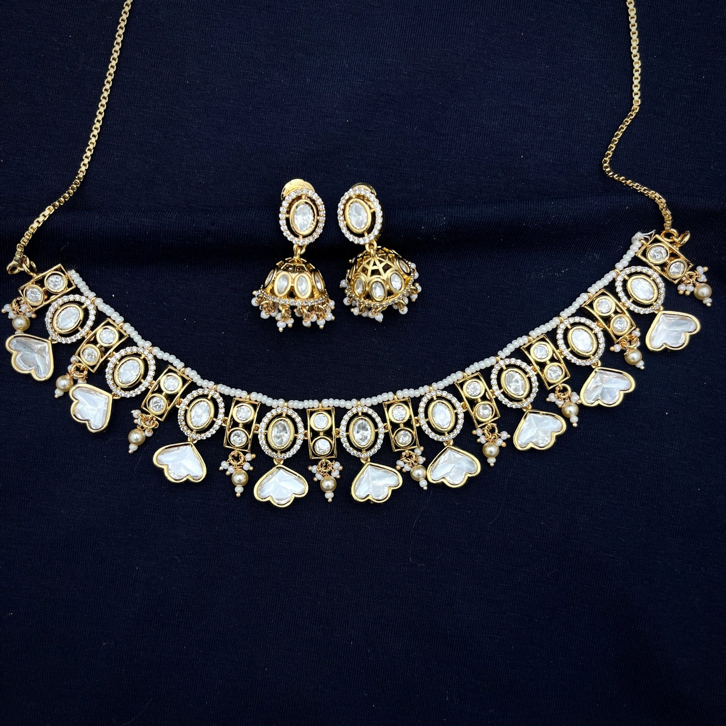 Lotus Shaped Kundan Necklace Set