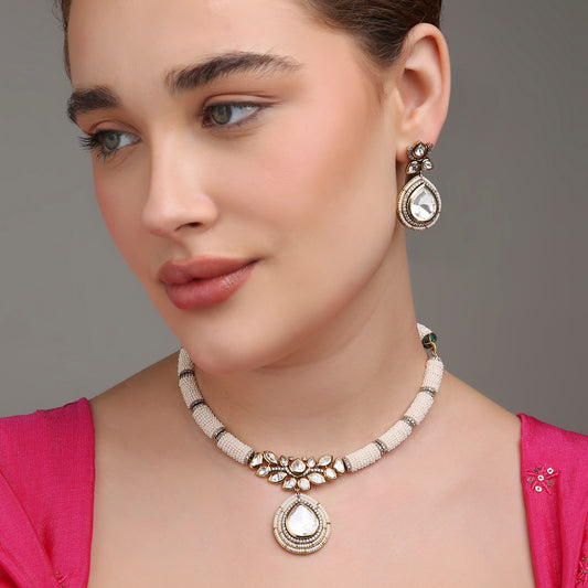 Drop Pearl Hasli Necklace Set