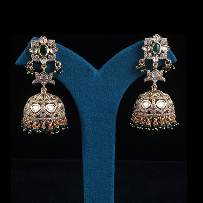 Kundan Diamond Fused Jhumka Earrings