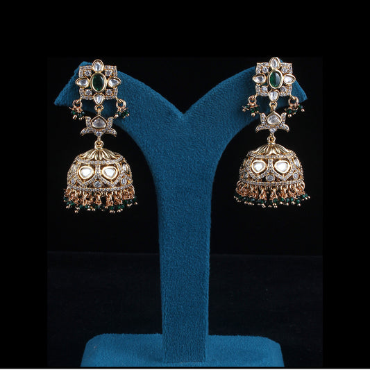 Kundan Diamond Fused Jhumka Earrings