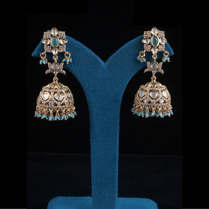 Kundan Diamond Fused Jhumka Earrings