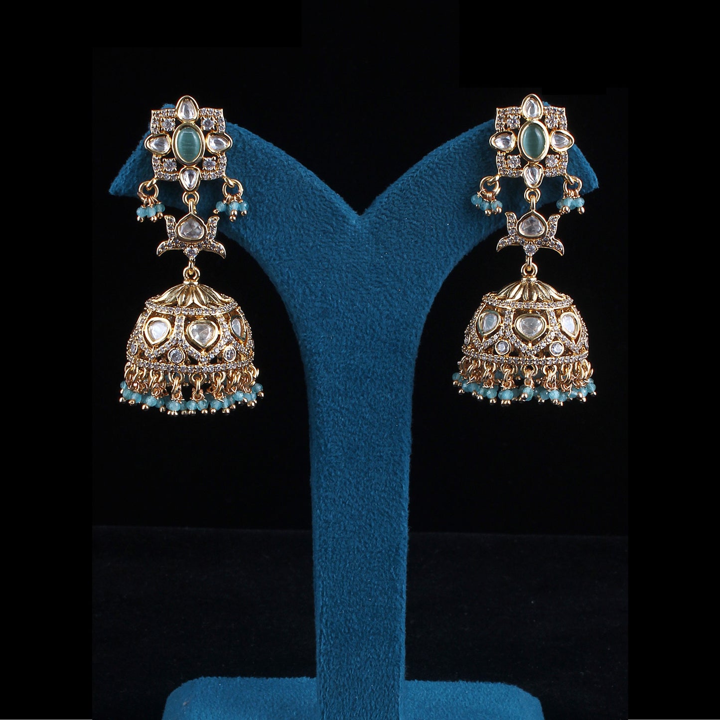 Kundan Diamond Fused Jhumka Earrings