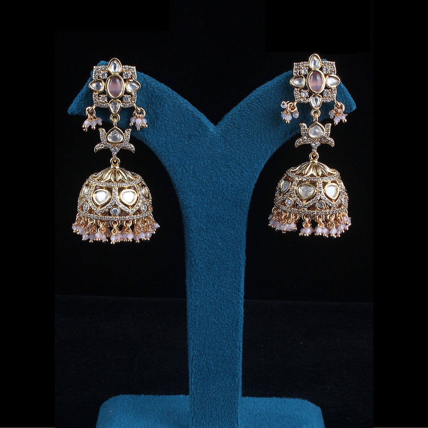 Kundan Diamond Fused Jhumka Earrings