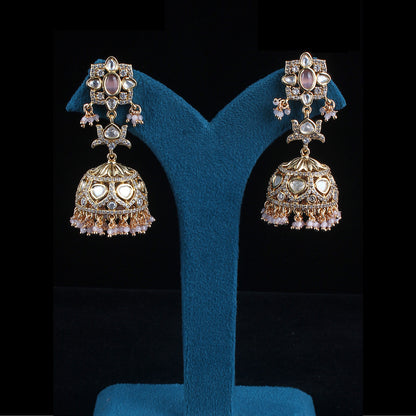 Kundan Diamond Fused Jhumka Earrings