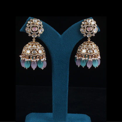 Pota Fused Kundan Jhumka Earrings