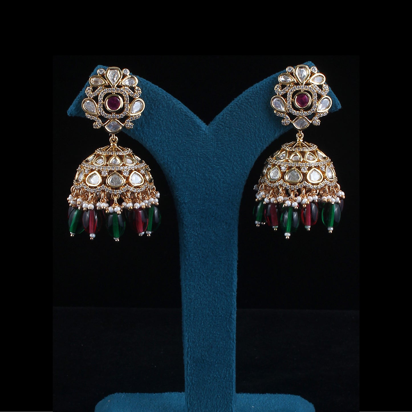 Pota Fused Kundan Jhumka Earrings