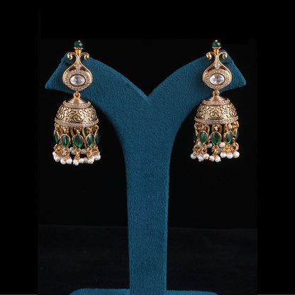 Antique Fused Pota Jhumka Earrings