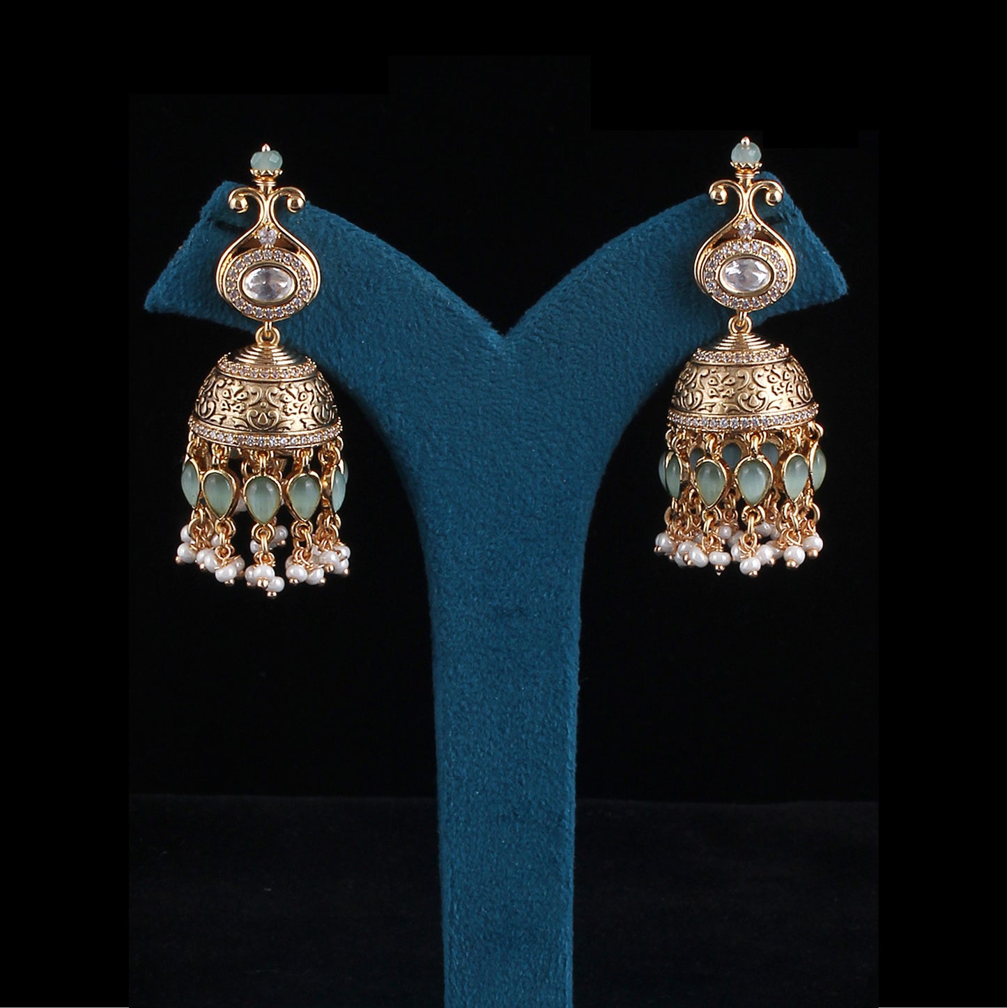 Antique Fused Pota Jhumka Earrings