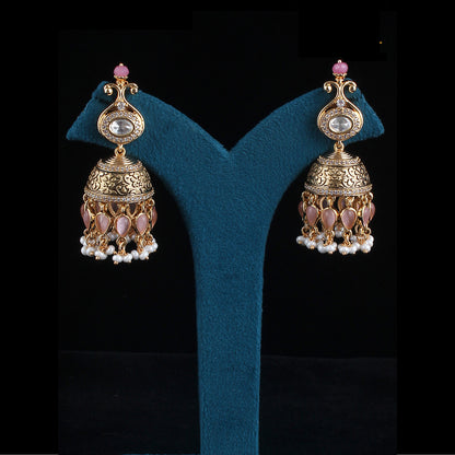 Antique Fused Pota Jhumka Earrings