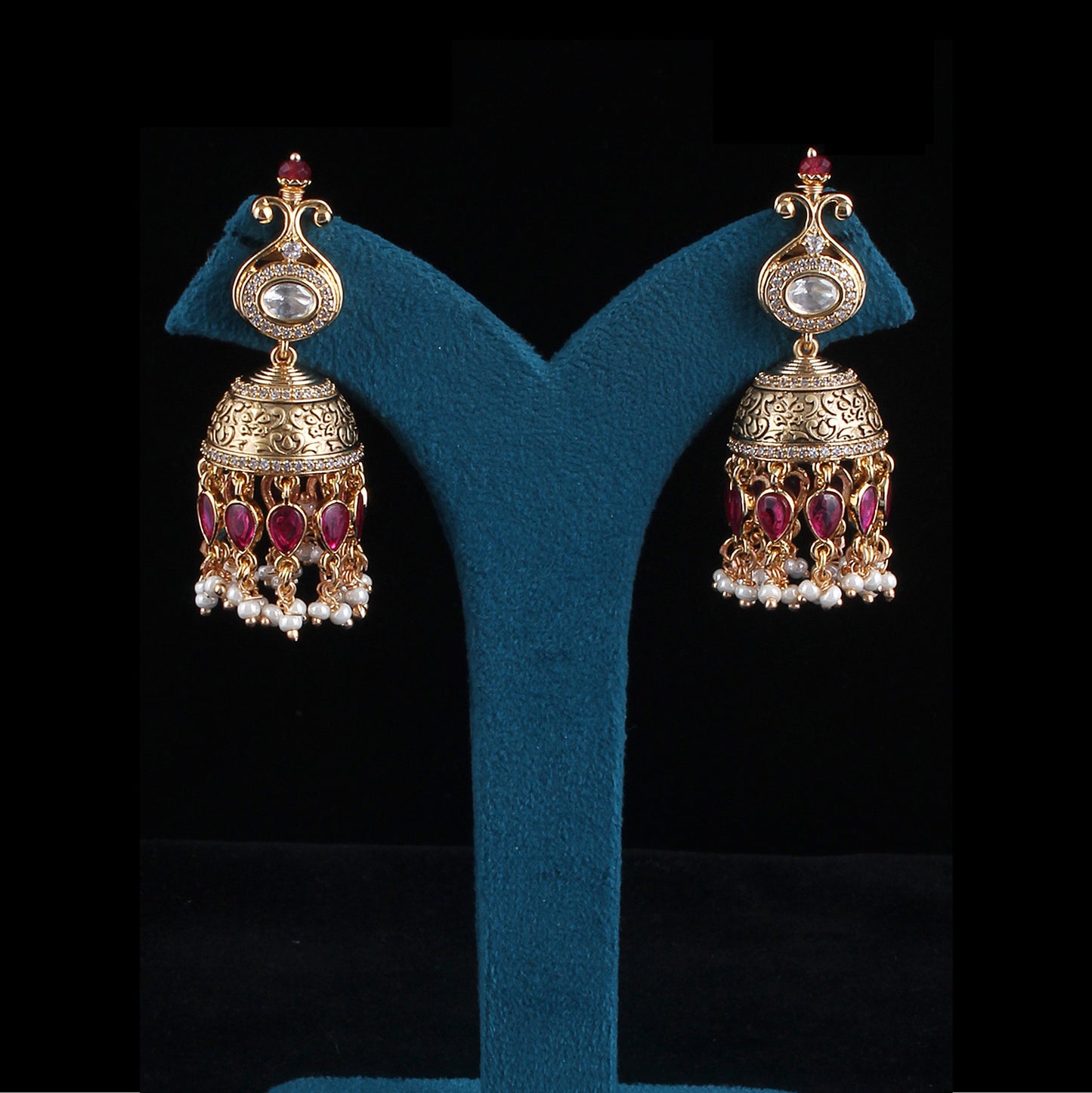 Antique Fused Pota Jhumka Earrings