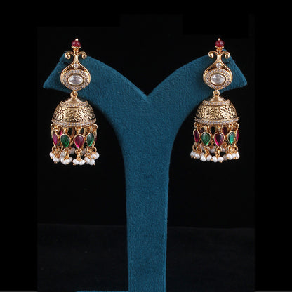 Antique Fused Pota Jhumka Earrings