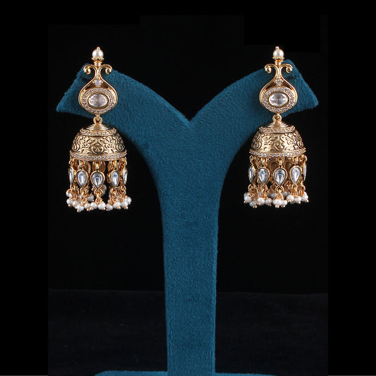 Antique Fused Pota Jhumka Earrings