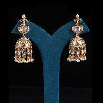 Antique Fused Pota Jhumka Earrings