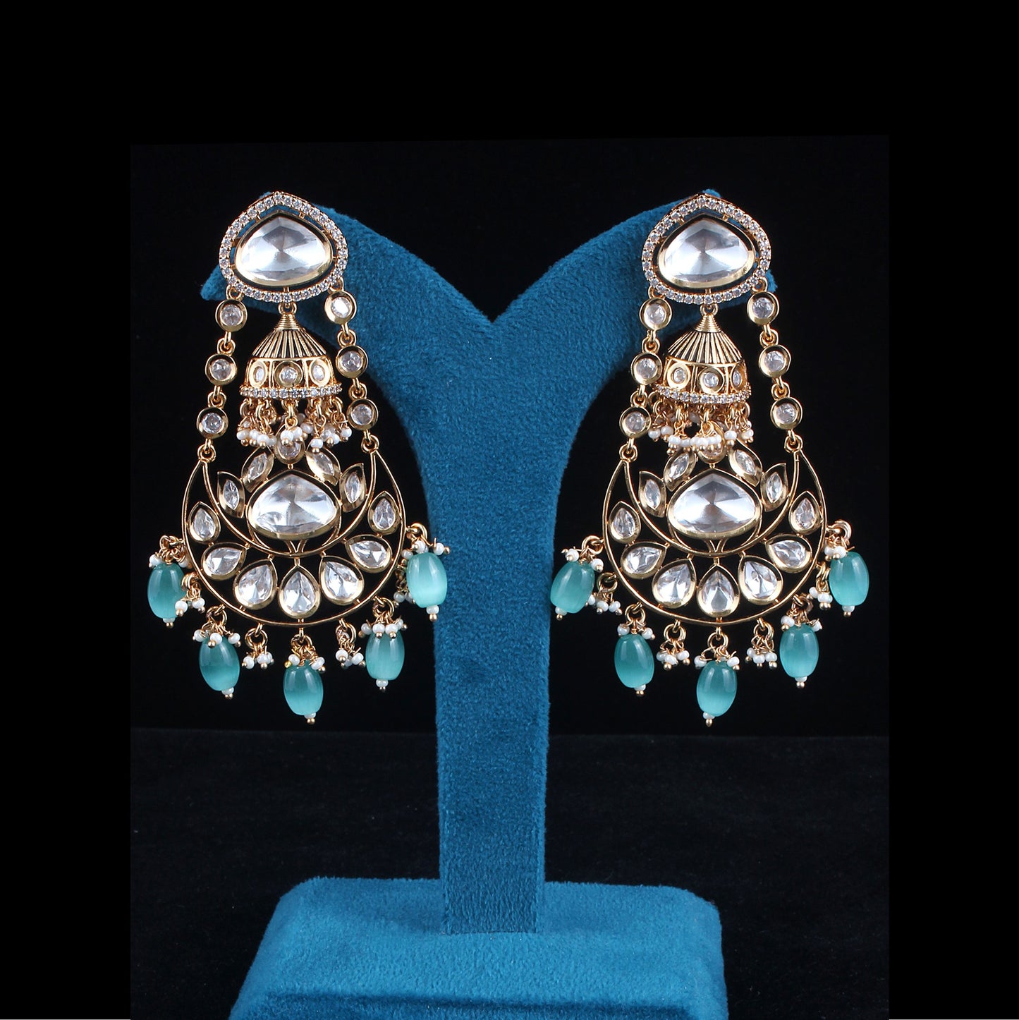 Fusion Jhumka Chandbali Earrings