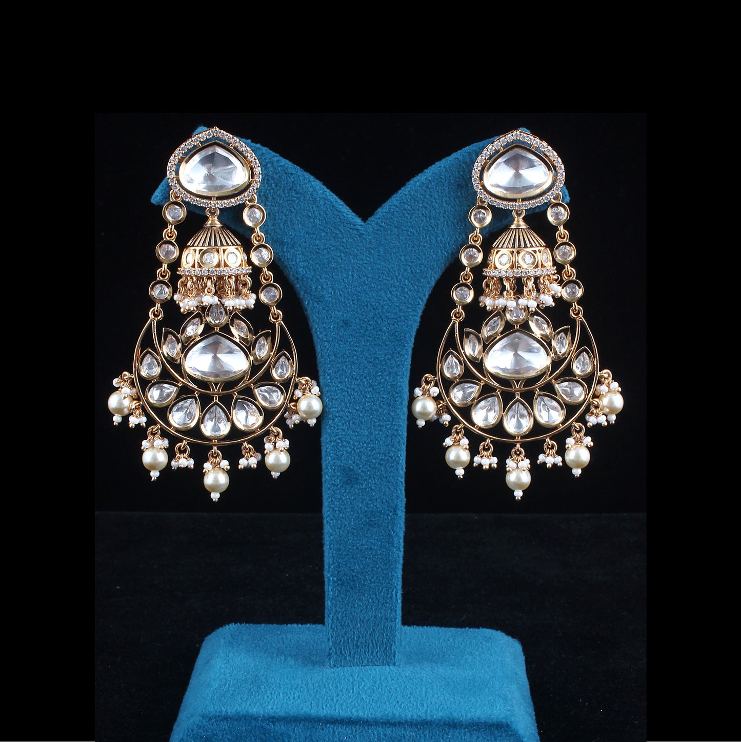 Fusion Jhumka Chandbali Earrings